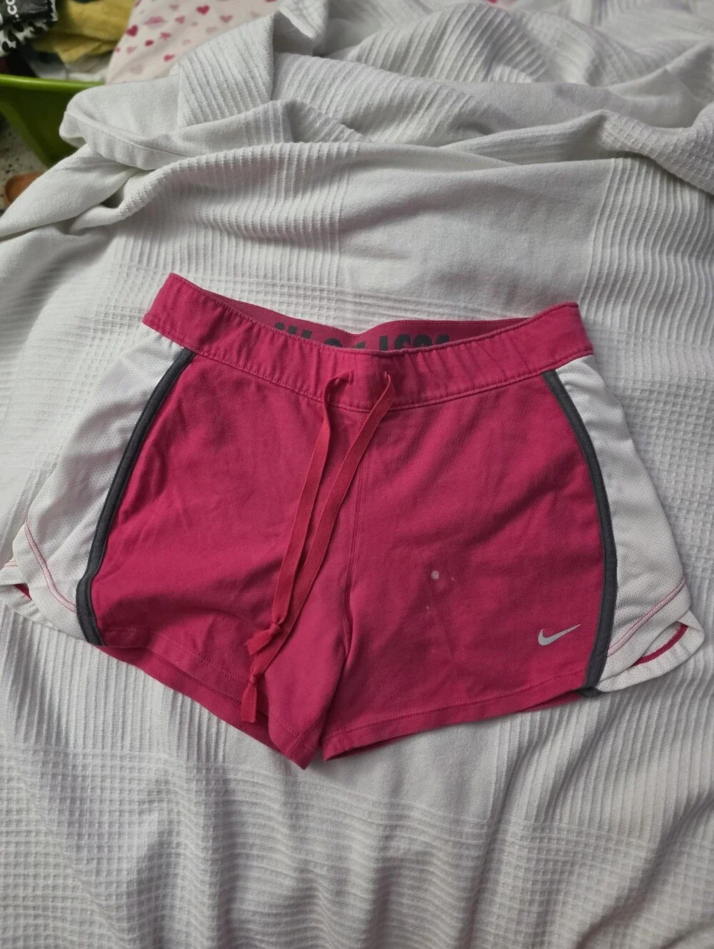 Nike Women's Hot Pink Athletic Shorts with White Panels